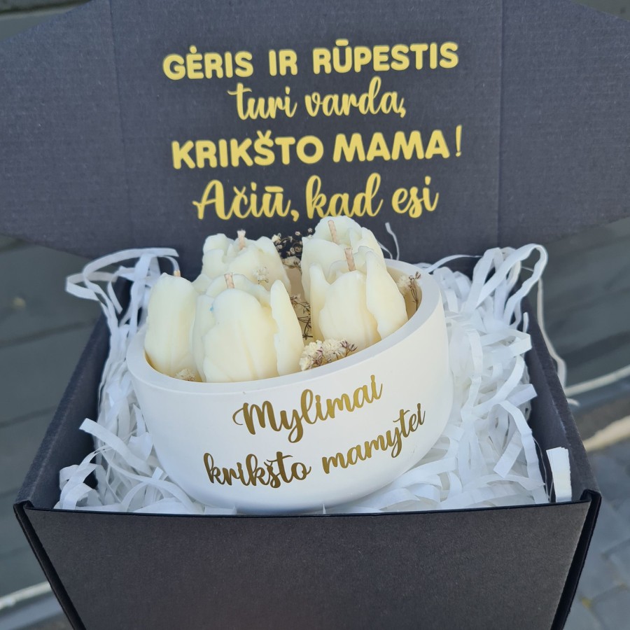  Mylimai krikšto mamytei žvakė "Tulpės"