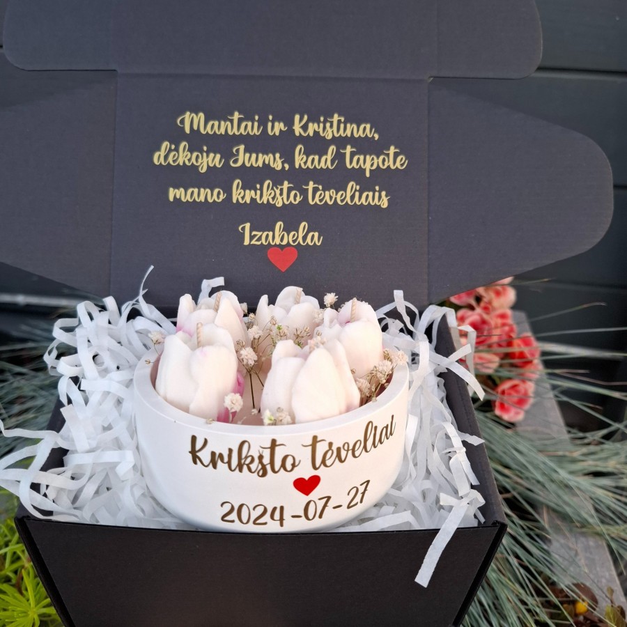  Mylimai krikšto mamytei žvakė "Tulpės"