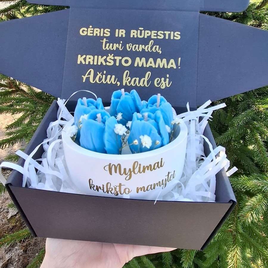  Mylimai krikšto mamytei žvakė "Tulpės"