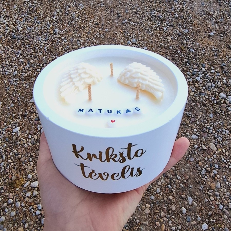 Dovana krikšto tėvams - žvakė "Angelo sparnai", 350g