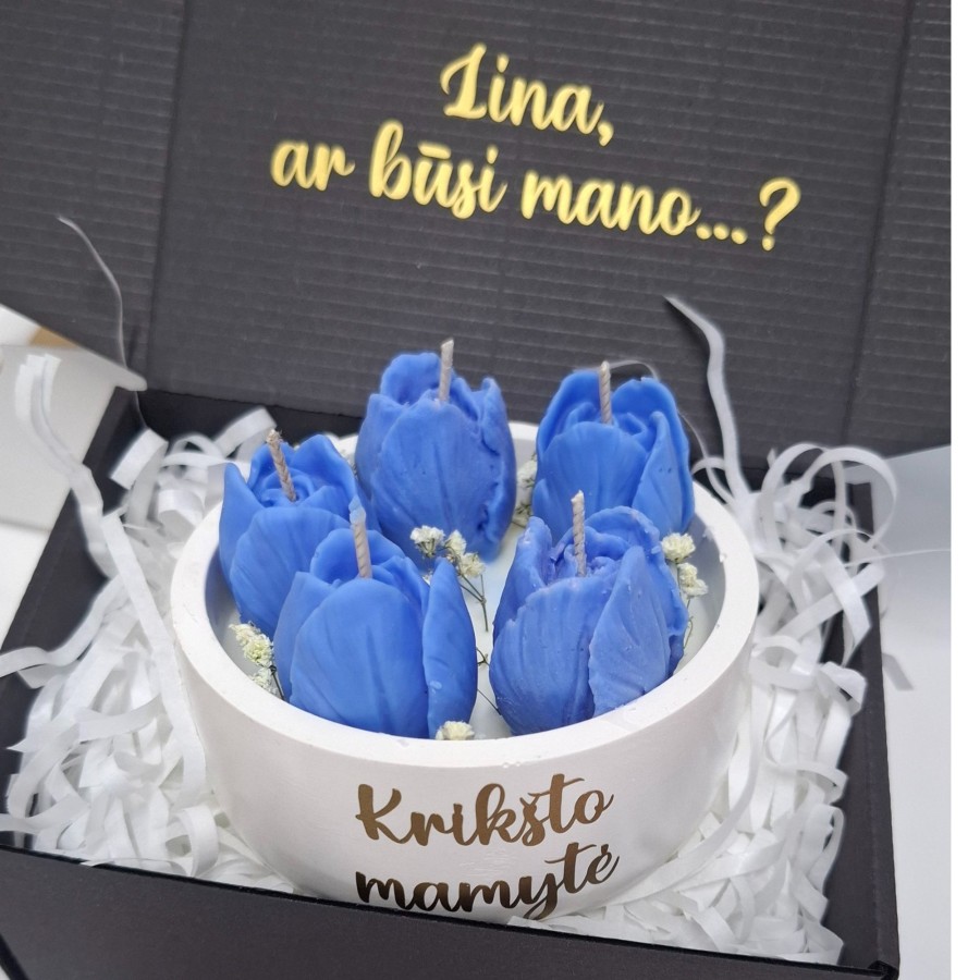 Kvietimas krikšto tėveliams žvakė "Tulpės"