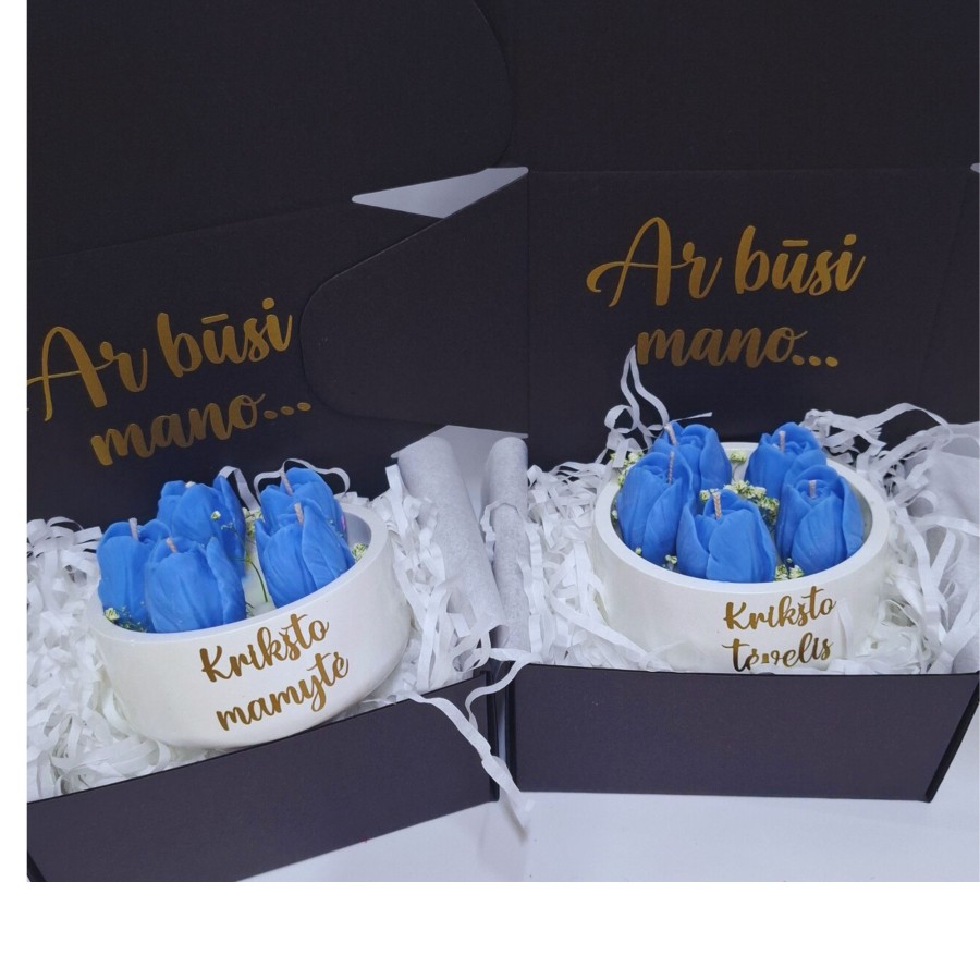 Kvietimas krikšto tėveliams žvakė "Tulpės"