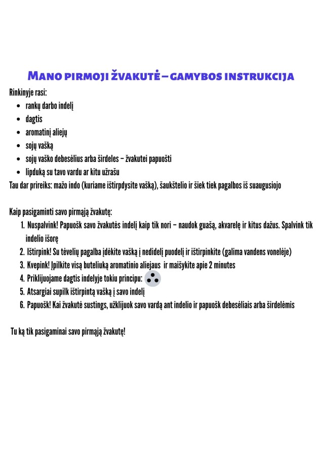 Mano pirmoji žvakutė – dovanėlė vaikams, 350g Mano pirmoji žvakutė – dovanėlė vaikams, 350g