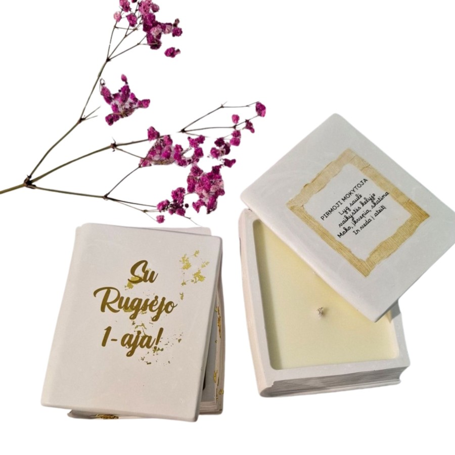 Rankų darbo žvakė "Knyga"