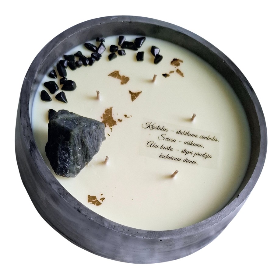 Sojų vaško žvakė su labradorito kristalu, xxl