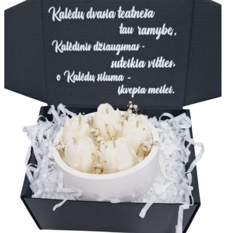 Kalėdinė žvakė „Tulpės“, juoda d.