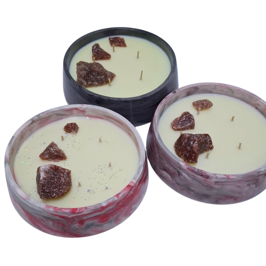 Žvakė su feldšpato mineralu, 500g,t.pilkas Žvakė su feldšpato mineralu, 500g,t.pilkas