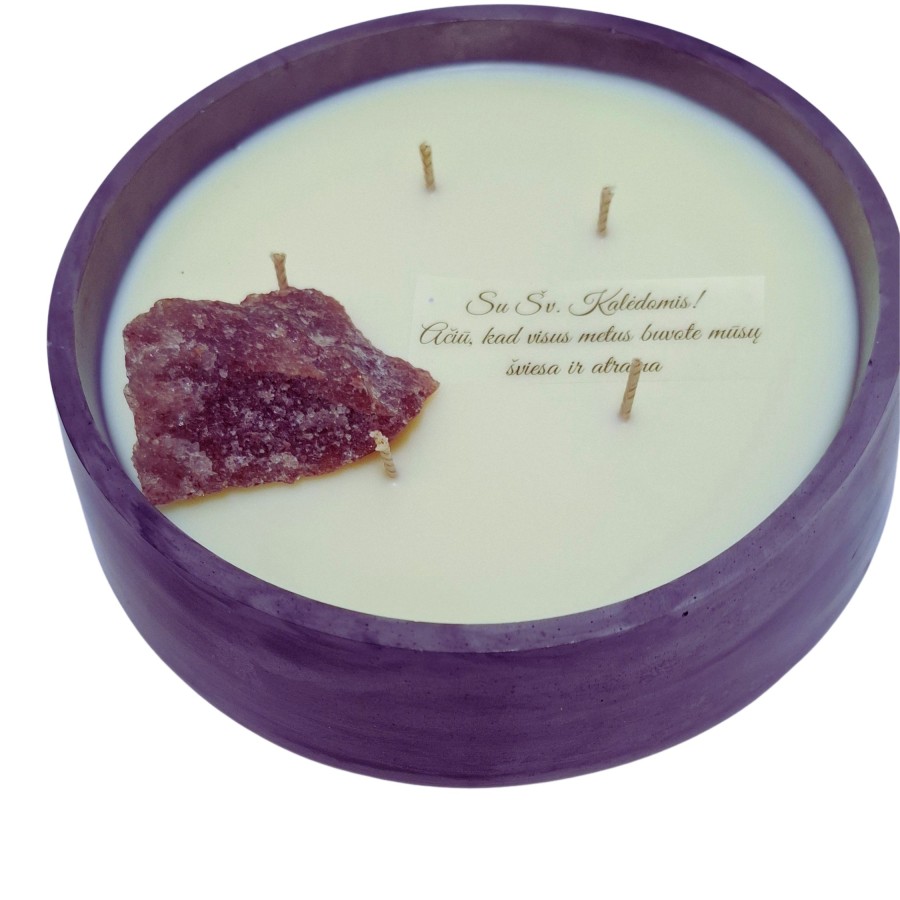 Žvakė su feldšpato mineralu, 500g,t.pilkas Žvakė su feldšpato mineralu, 500g,t.pilkas