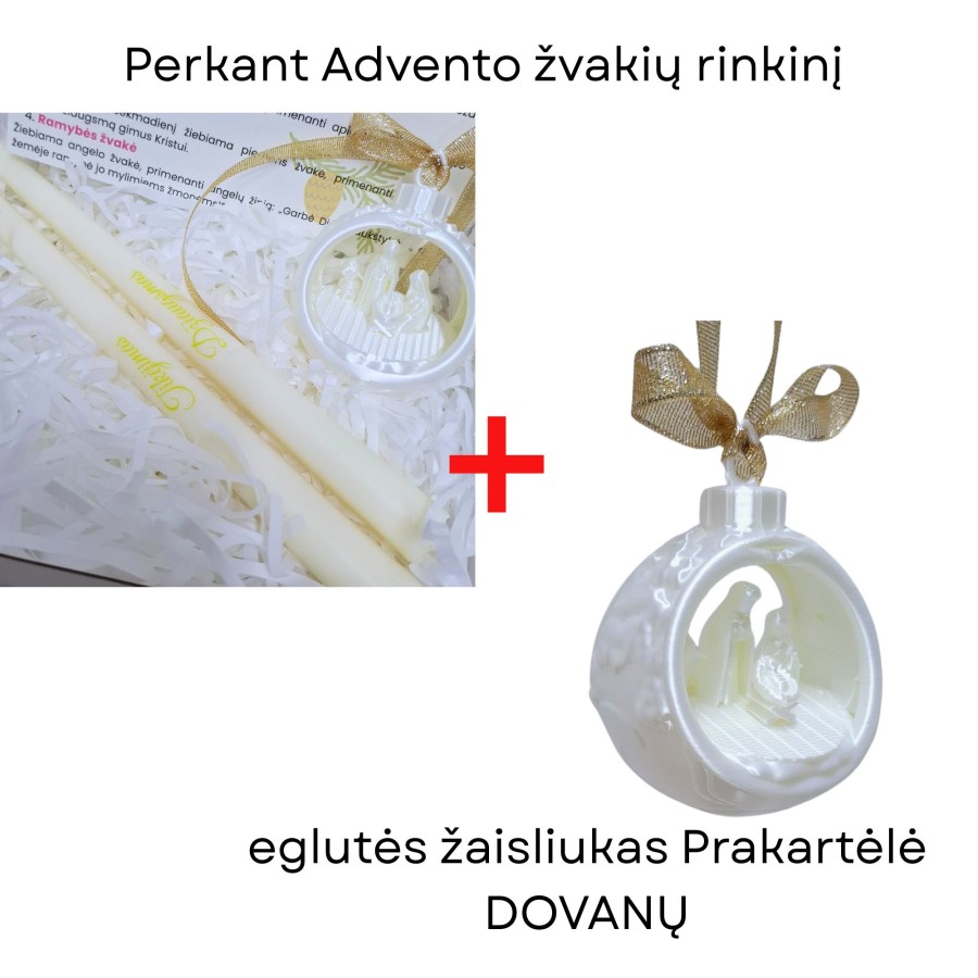 Advento žvakės baltos+dovana, bičių vaško Advento žvakės baltos+dovana, bičių vaško