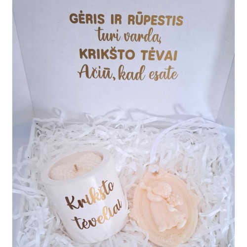 Dovanų rinkinys krikšto tėvams "Balta svajonė",180g