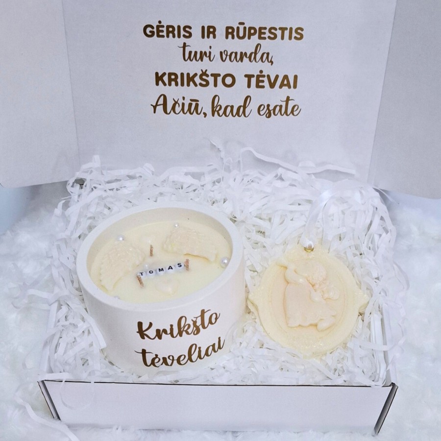 Dovanų rinkinys krikšto tėvams "Balta svajonė",350g