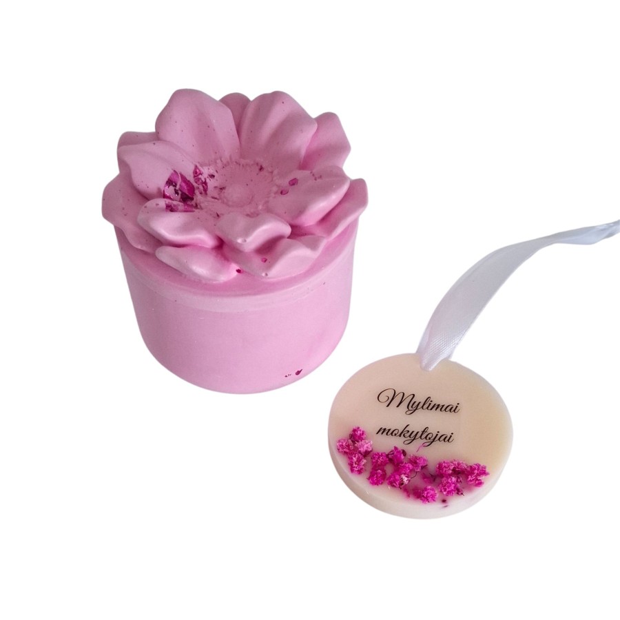 Rinkinys žvakė su kvapuku, gėlės Rinkinys žvakė su kvapuku, gėlės