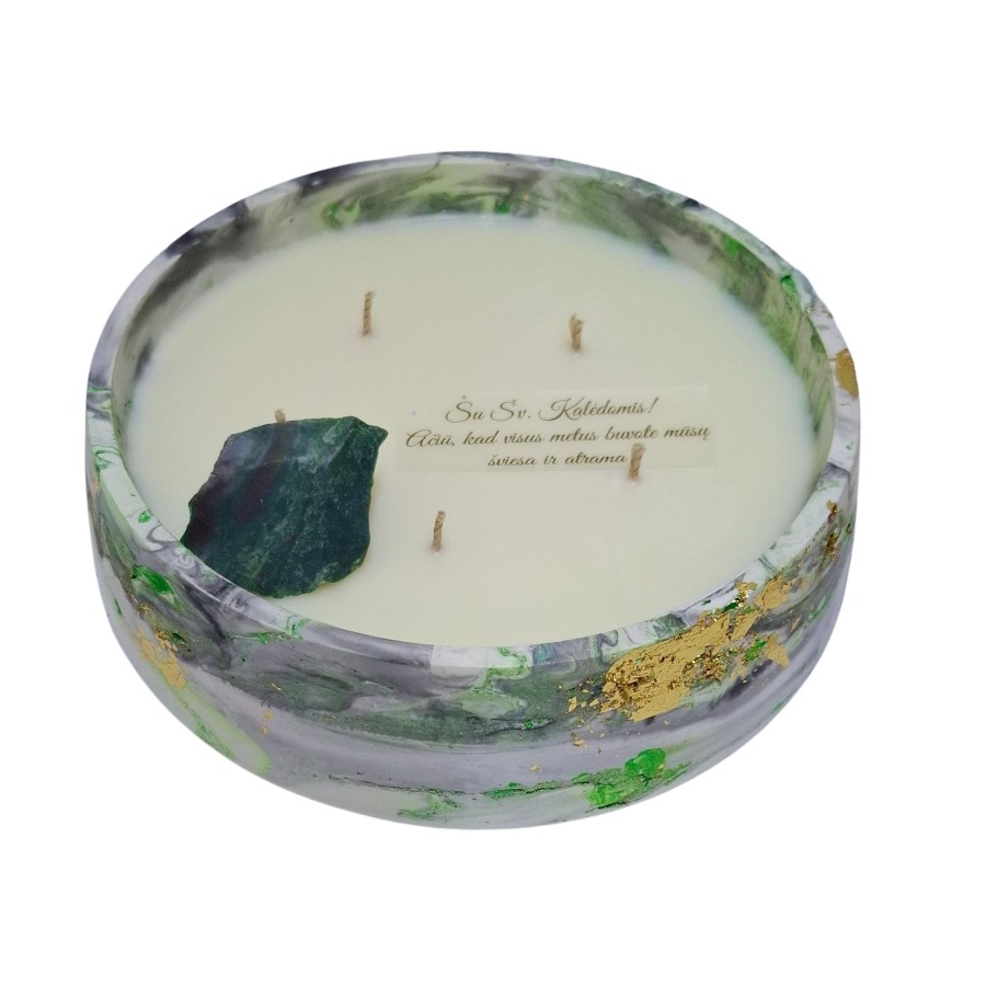 Sojų vaško žvakė su heliotropo kristalu, vienetinė Sojų vaško žvakė su heliotropo kristalu, vienetinė