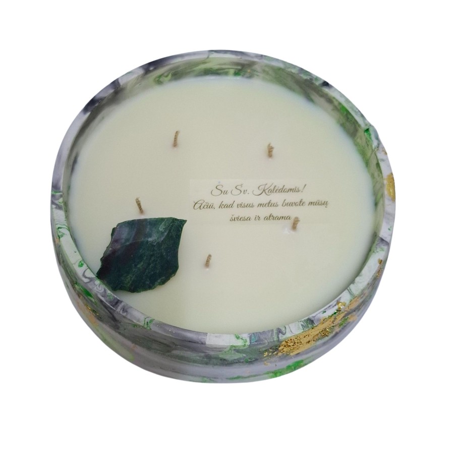 Sojų vaško žvakė su heliotropo kristalu, vienetinė Sojų vaško žvakė su heliotropo kristalu, vienetinė