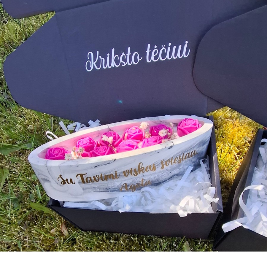 Žvakė "Rožytės laivelyje" krikštynoms