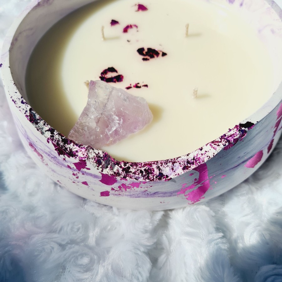 Žvakė su ametisto kristalu boso dienai