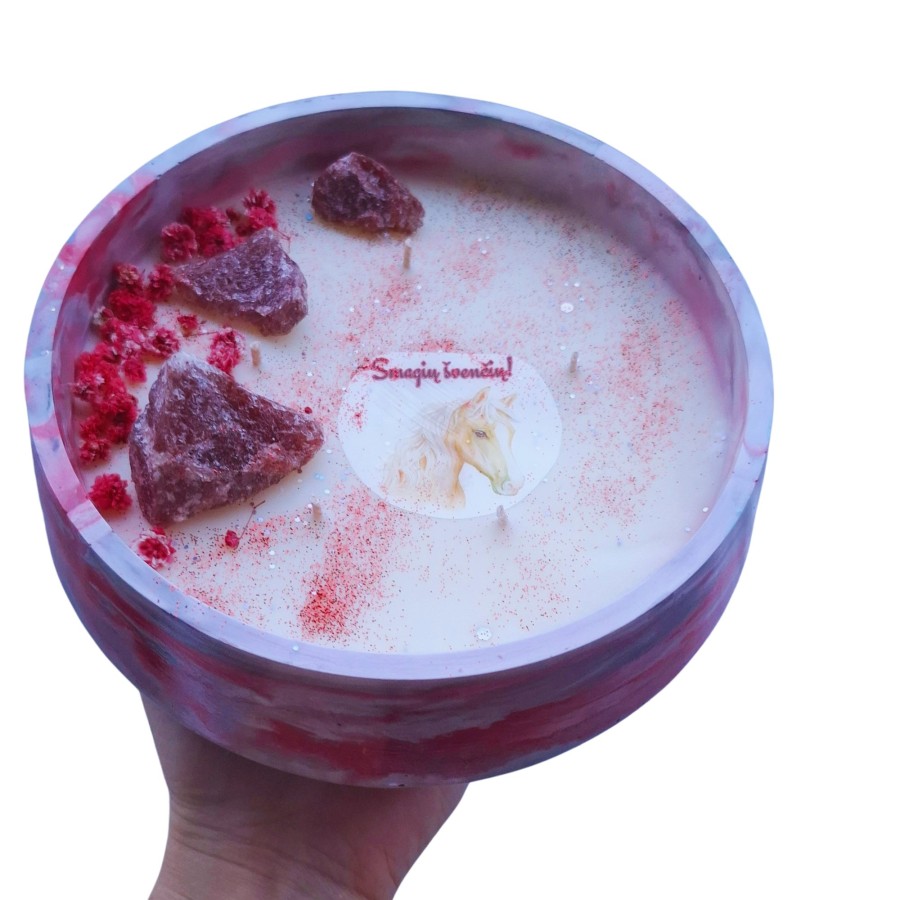 Žvakė su feldšpato mineralu, 500g, vienetinė Žvakė su feldšpato mineralu, 500g, vienetinė