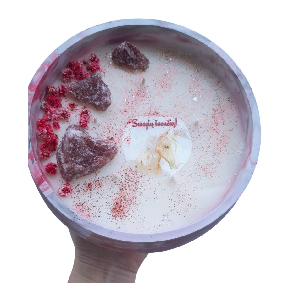 Žvakė su feldšpato mineralu, 500g, vienetinė Žvakė su feldšpato mineralu, 500g, vienetinė