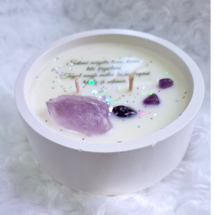 Žvakė su neapdirbtu ametistu, s dydis