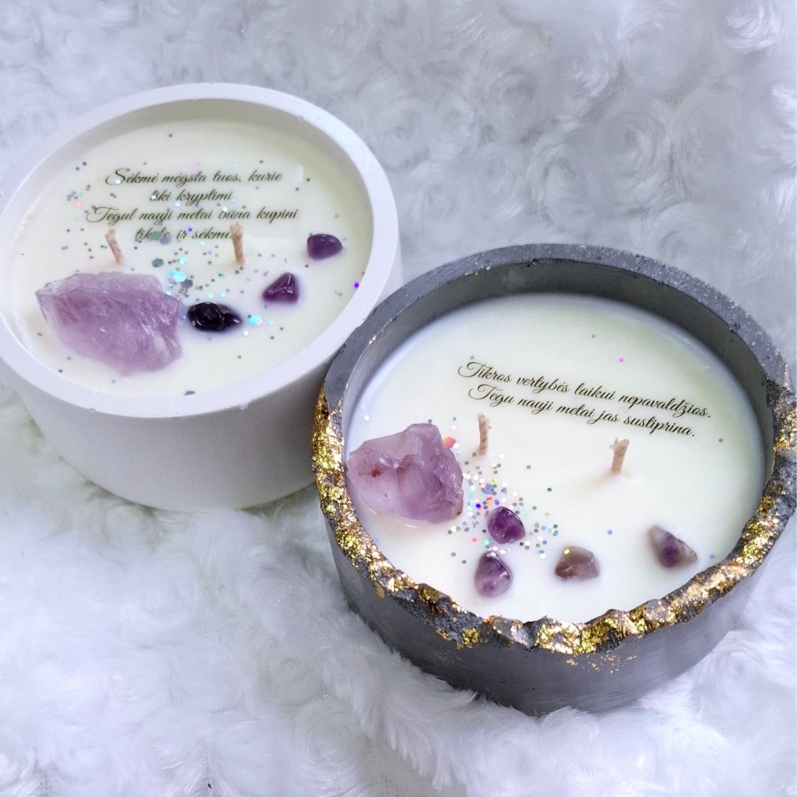 Žvakė su neapdirbtu ametistu, s dydis